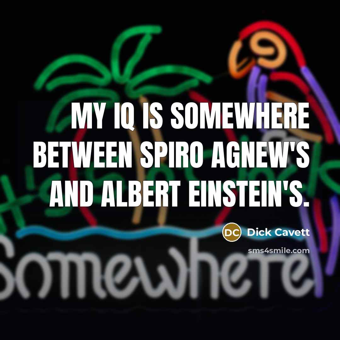 “My IQ is somewhere between Spiro Agnew's and Albert Einstein's.” quote by Dick Cavett