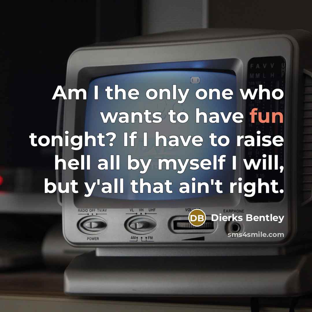 “Am I the only one who wants to have fun…” quote by Dierks Bentley