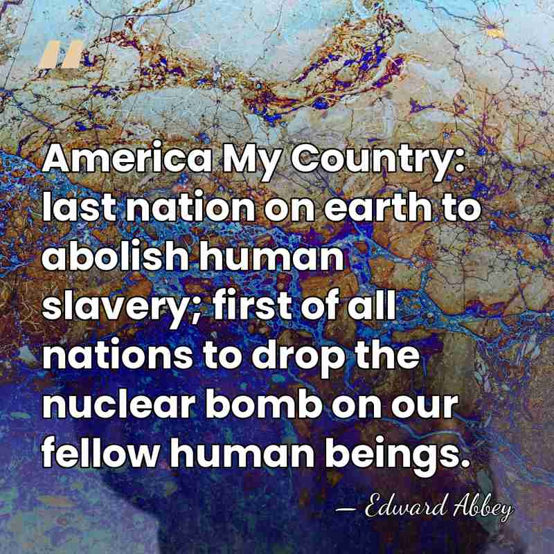 America My Country: last nation on earth to abolish human slavery; first&hellip; - Edward Abbey