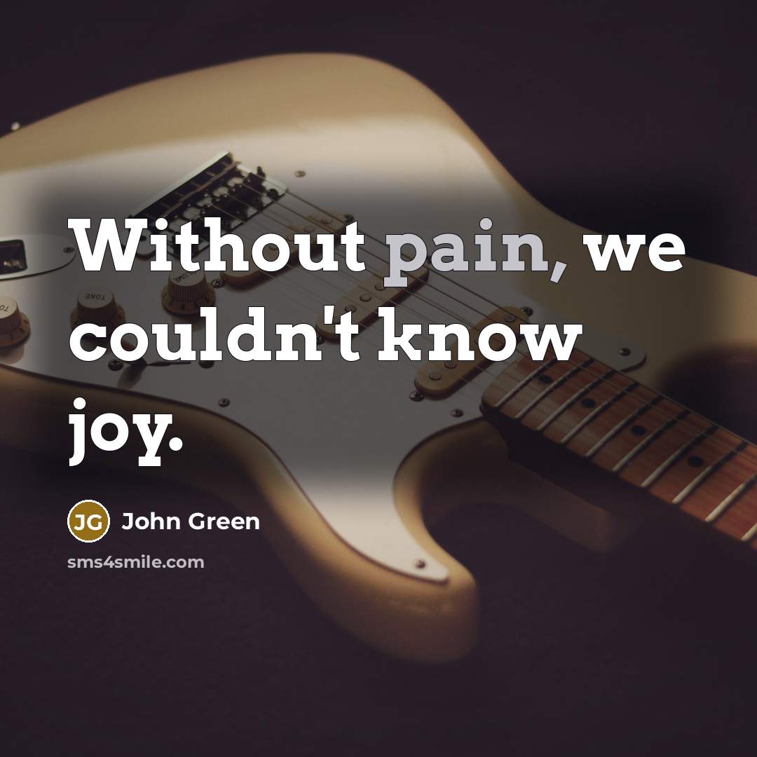“Without pain, we couldn't know joy.…” quote by John Green
