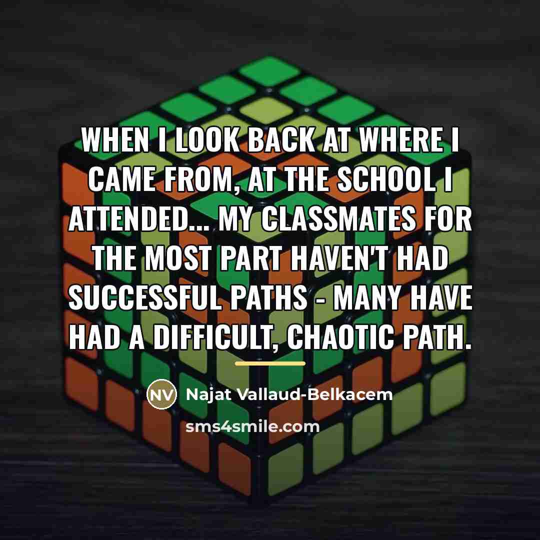 “When I look back at where I came from, at…” quote by Najat Vallaud-Belkacem
