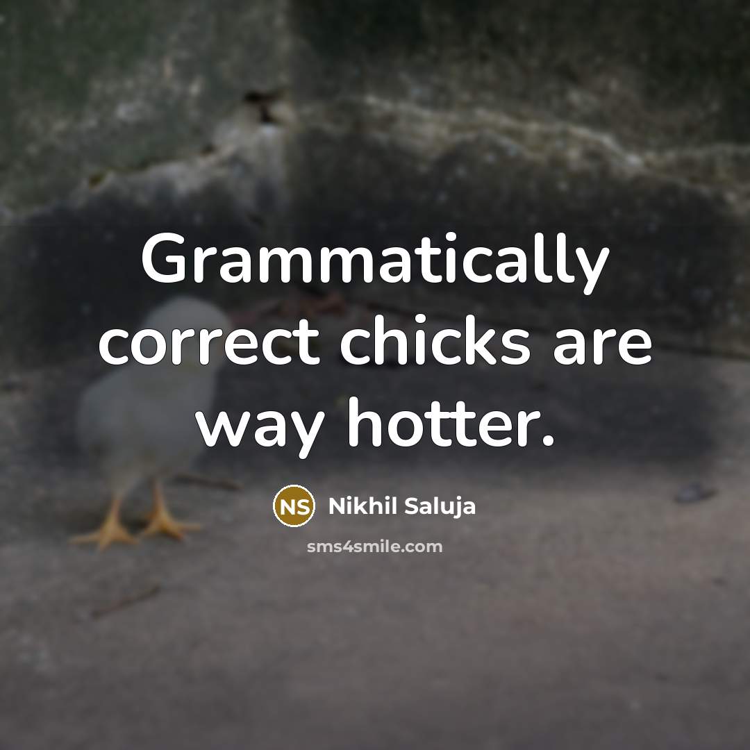 “Grammatically correct chicks are way hotter.…” quote by Nikhil Saluja