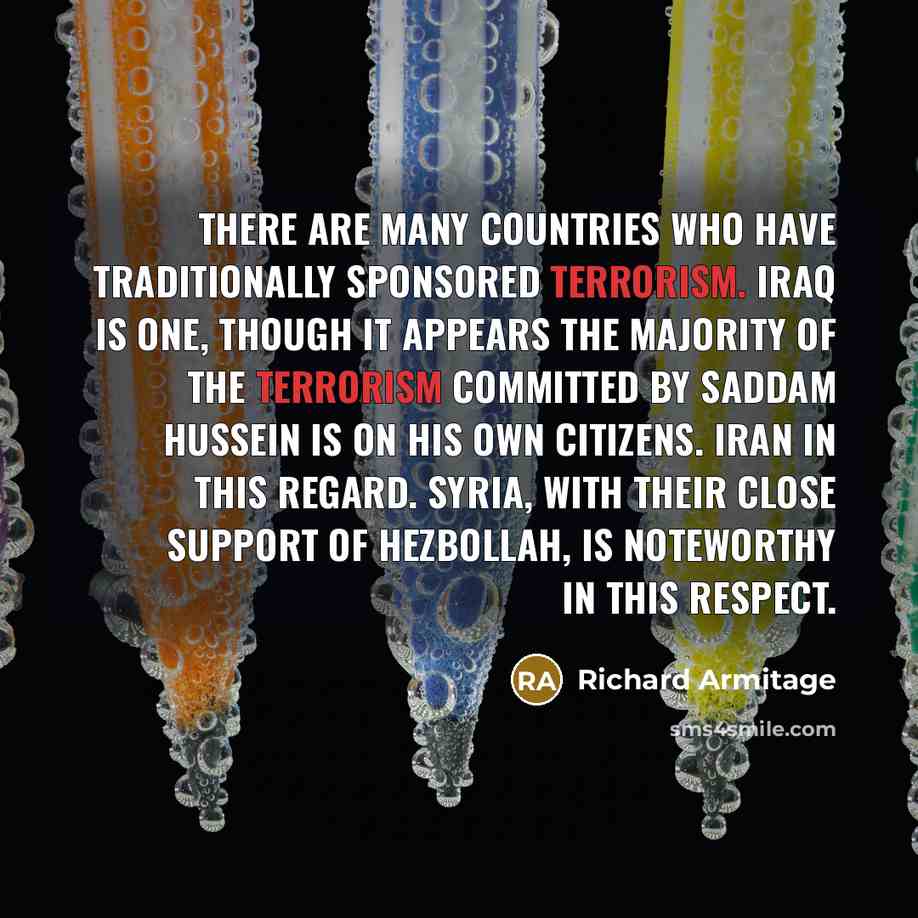 “There are many countries who have traditionally sponsored terrorism. Iraq…” quote by Richard Armitage