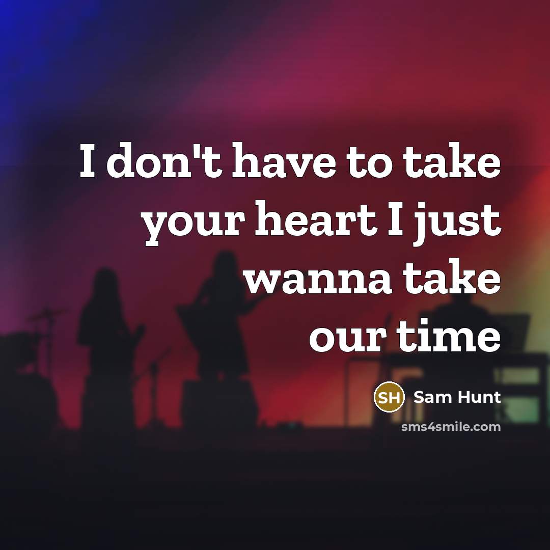 “I don't have to take your heart I just wanna…” quote by Sam Hunt