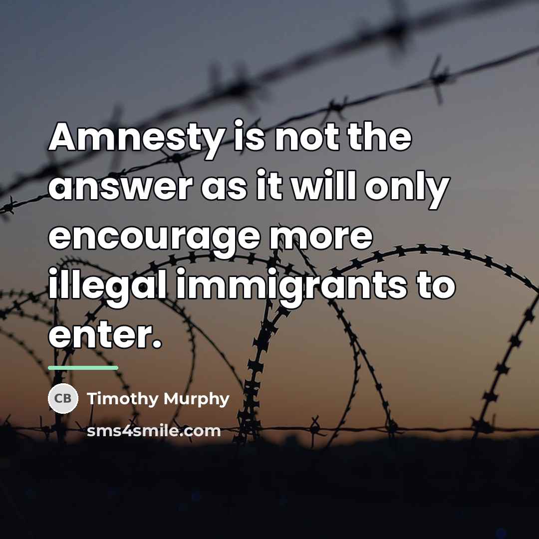 “Amnesty is not the answer as it will only encourage…” quote by Timothy Murphy
