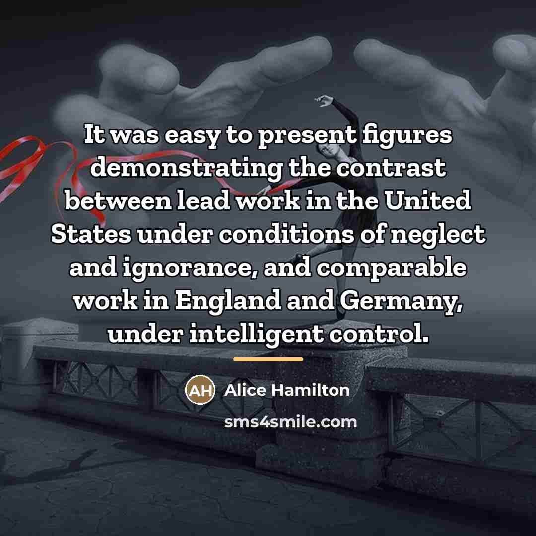 “It was easy to present figures demonstrating the contrast between…” quote by Alice Hamilton