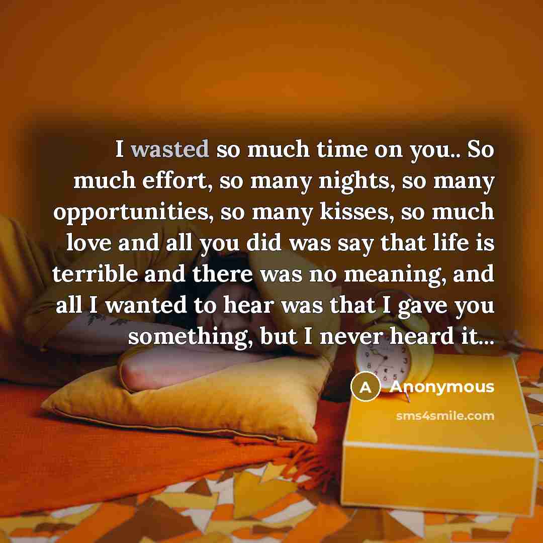 “I wasted so much time on you.. So much effort,…” quote by Anonymous