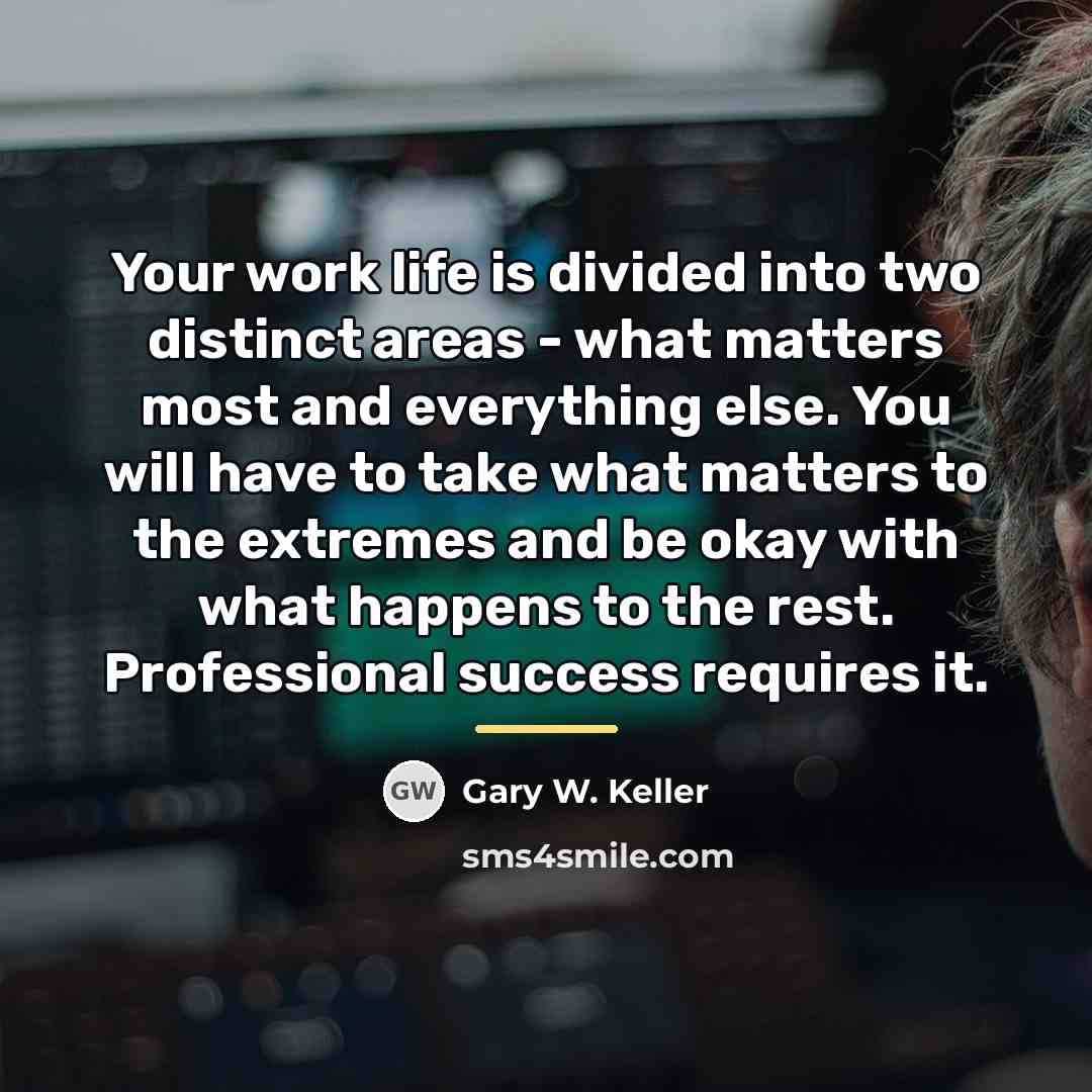 “Your work life is divided into two distinct areas -…” quote by Gary W. Keller