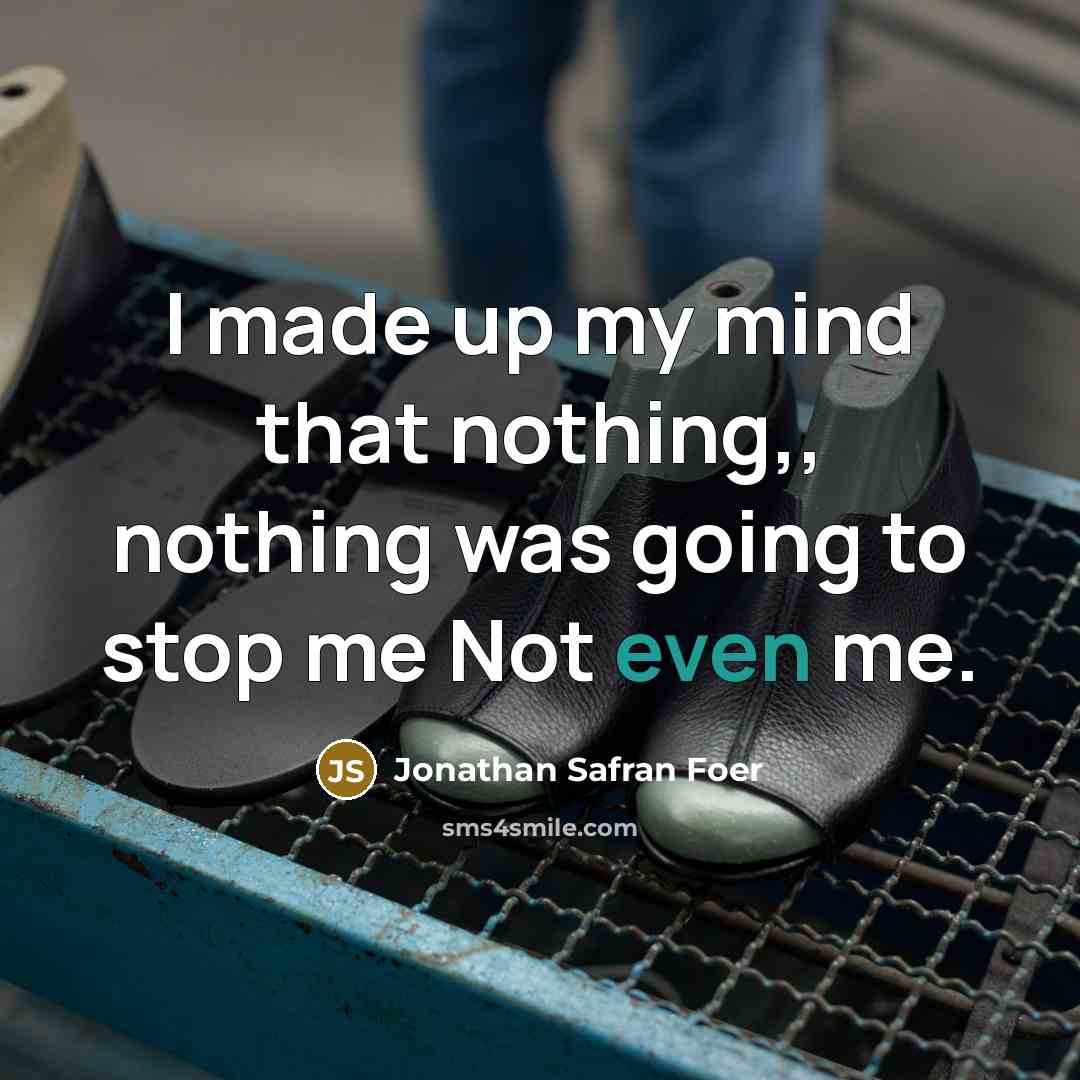 “I made up my mind that nothing,, nothing was going…” quote by Jonathan Safran Foer
