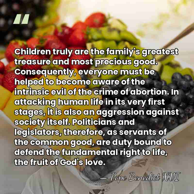 Children truly are the family's greatest treasure and most precious good. Consequently,&hellip; - Pope Benedict XVI