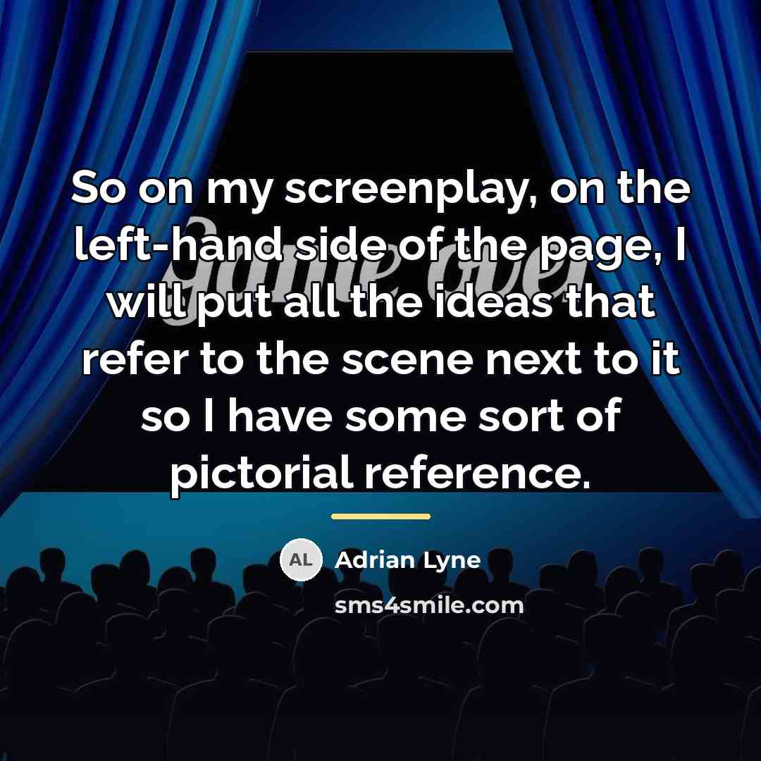 “So on my screenplay, on the left-hand side of the…” quote by Adrian Lyne