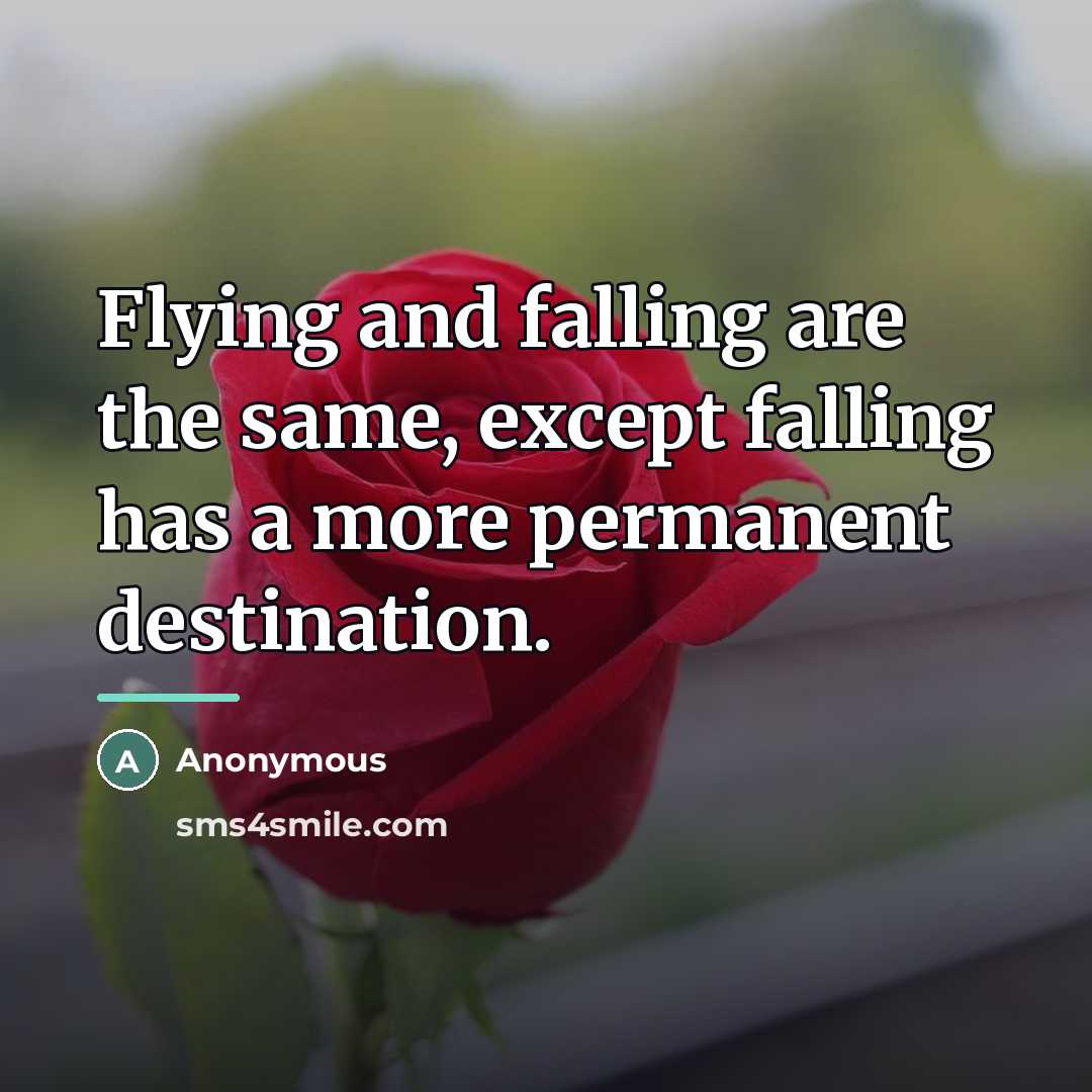 “Flying and falling are the same, except falling has a…” quote by Anonymous