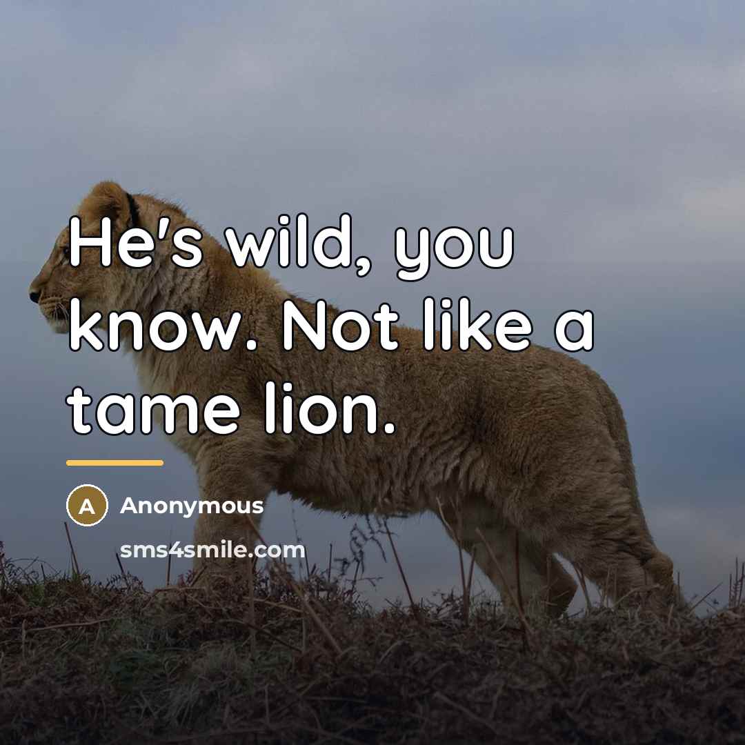“He's wild, you know. Not like a tame lion.…” quote by Anonymous