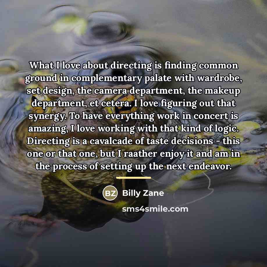 “What I love about directing is finding common ground in…” quote by Billy Zane