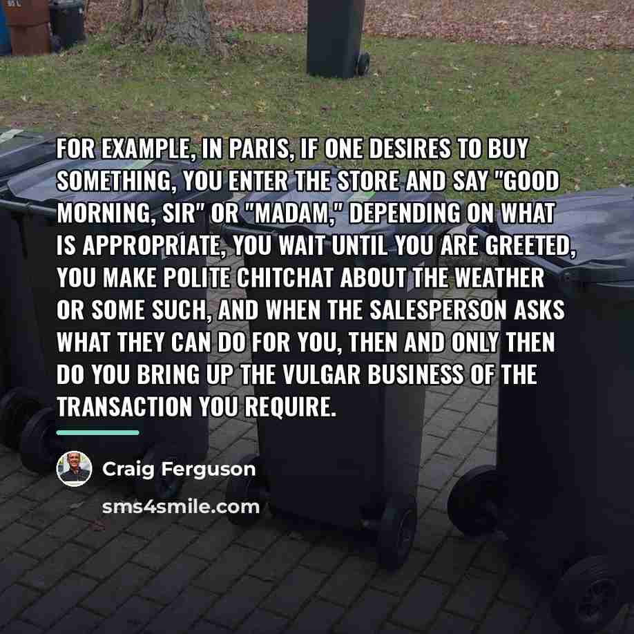“For example, in Paris, if one desires to buy something,…” quote by Craig Ferguson