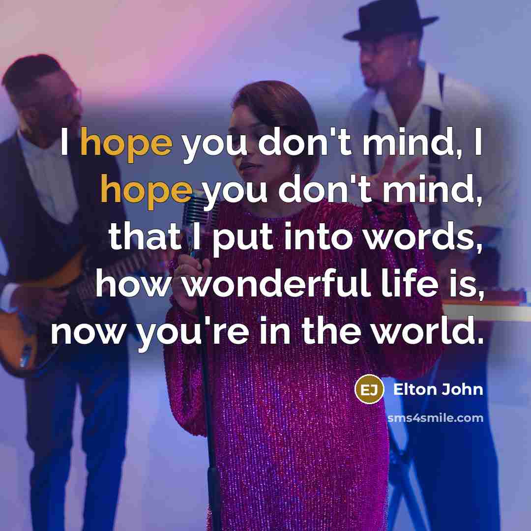 “I hope you don't mind, I hope you don't mind,…” quote by Elton John