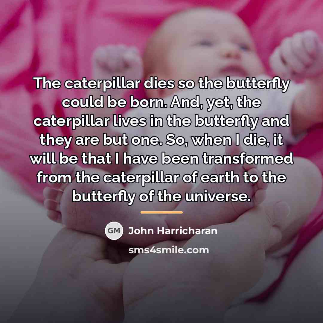“The caterpillar dies so the butterfly could be born. And,…” quote by John Harricharan