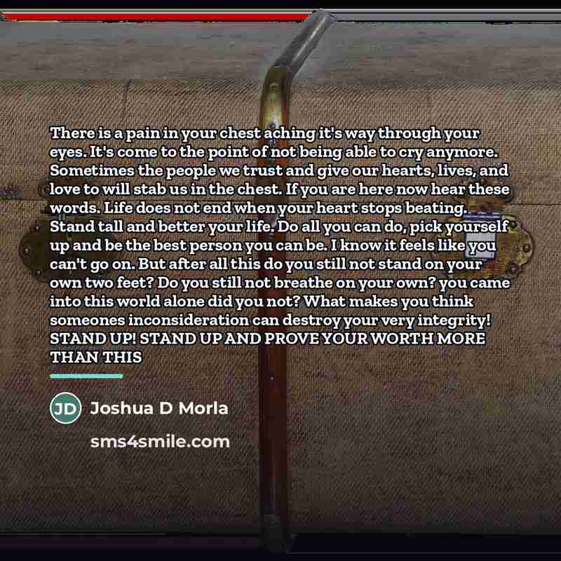 “There is a pain in your chest aching it's way…” quote by Joshua D Morla