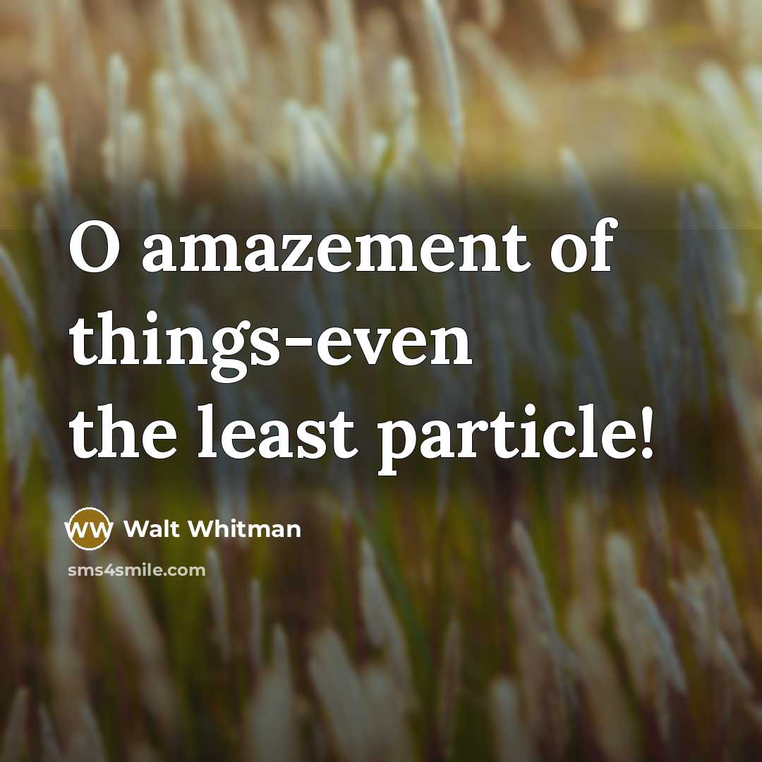 “O amazement of things-even the least particle!…” quote by Walt Whitman
