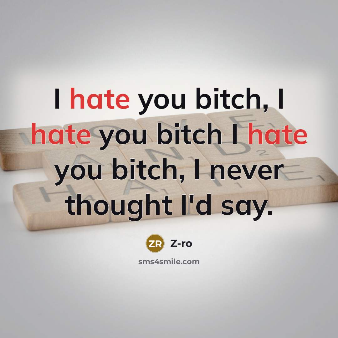“I hate you bitch, I hate you bitch I hate you bitch, I never thought I'd say.” quote by Z-Ro