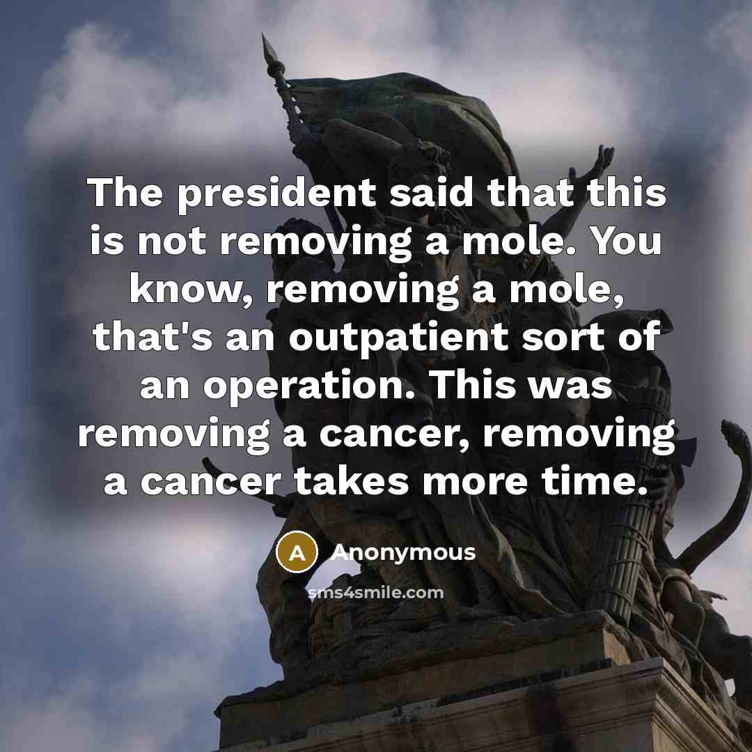“The president said that this is not removing a mole.…” quote by Anonymous