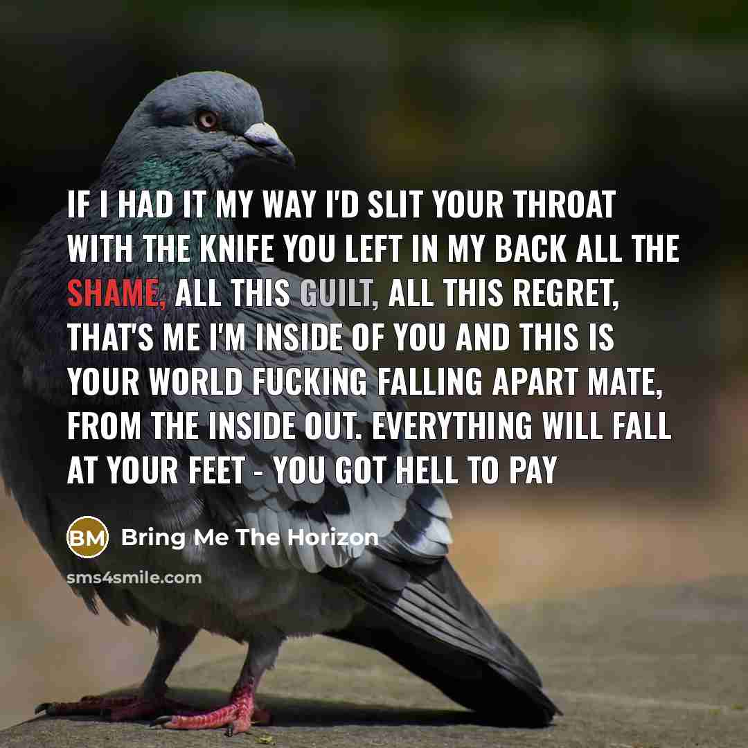 “If I had it my way I'd slit your throat…” quote by Bring Me The Horizon