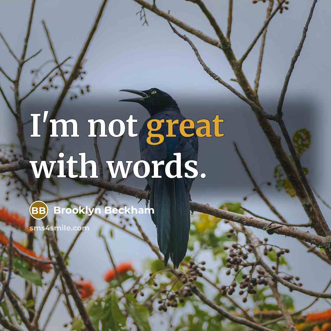 “I'm not great with words.…” quote by Brooklyn Beckham