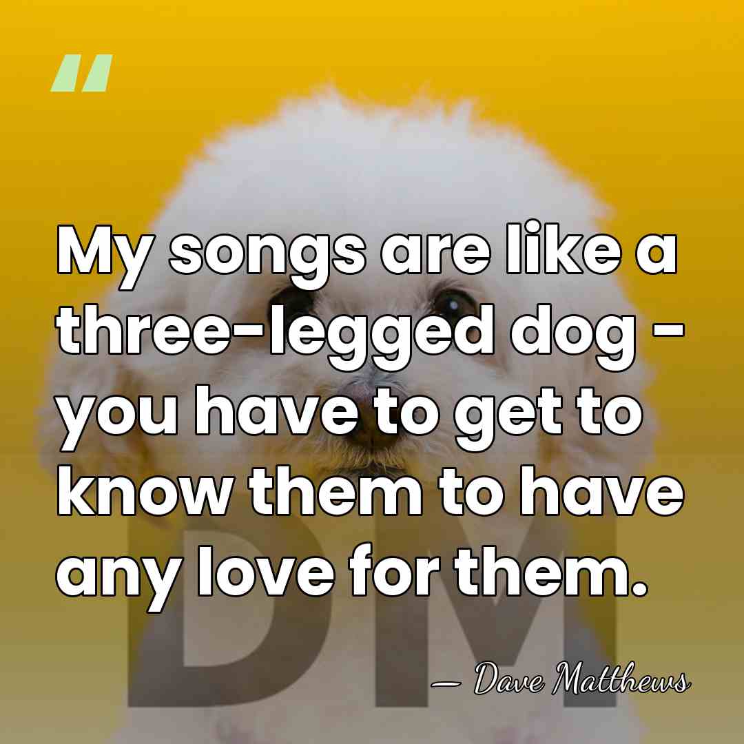 My songs are like a three-legged dog - you have to get&hellip; - Dave Matthews