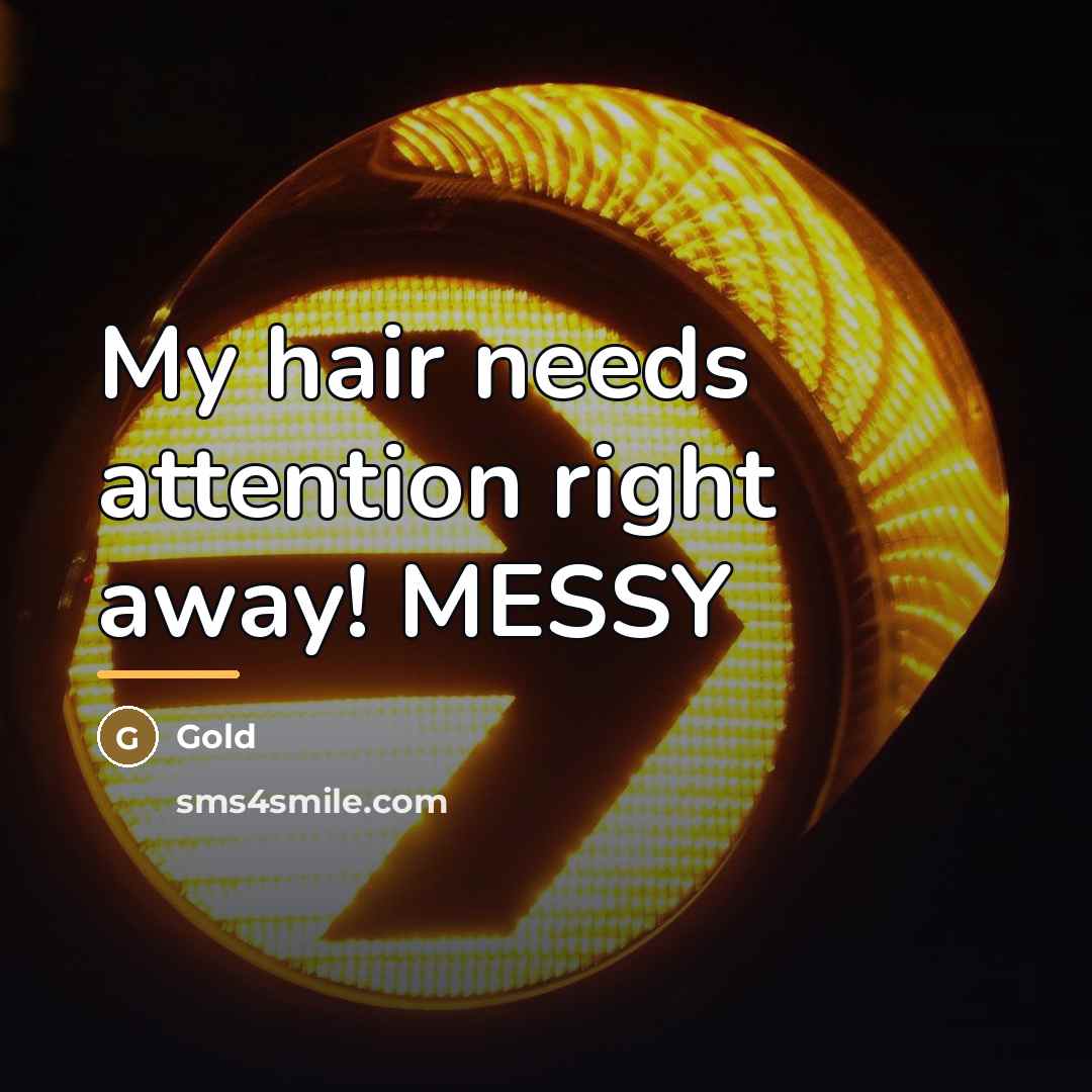 “My hair needs attention right away! MESSY…” quote by Gold