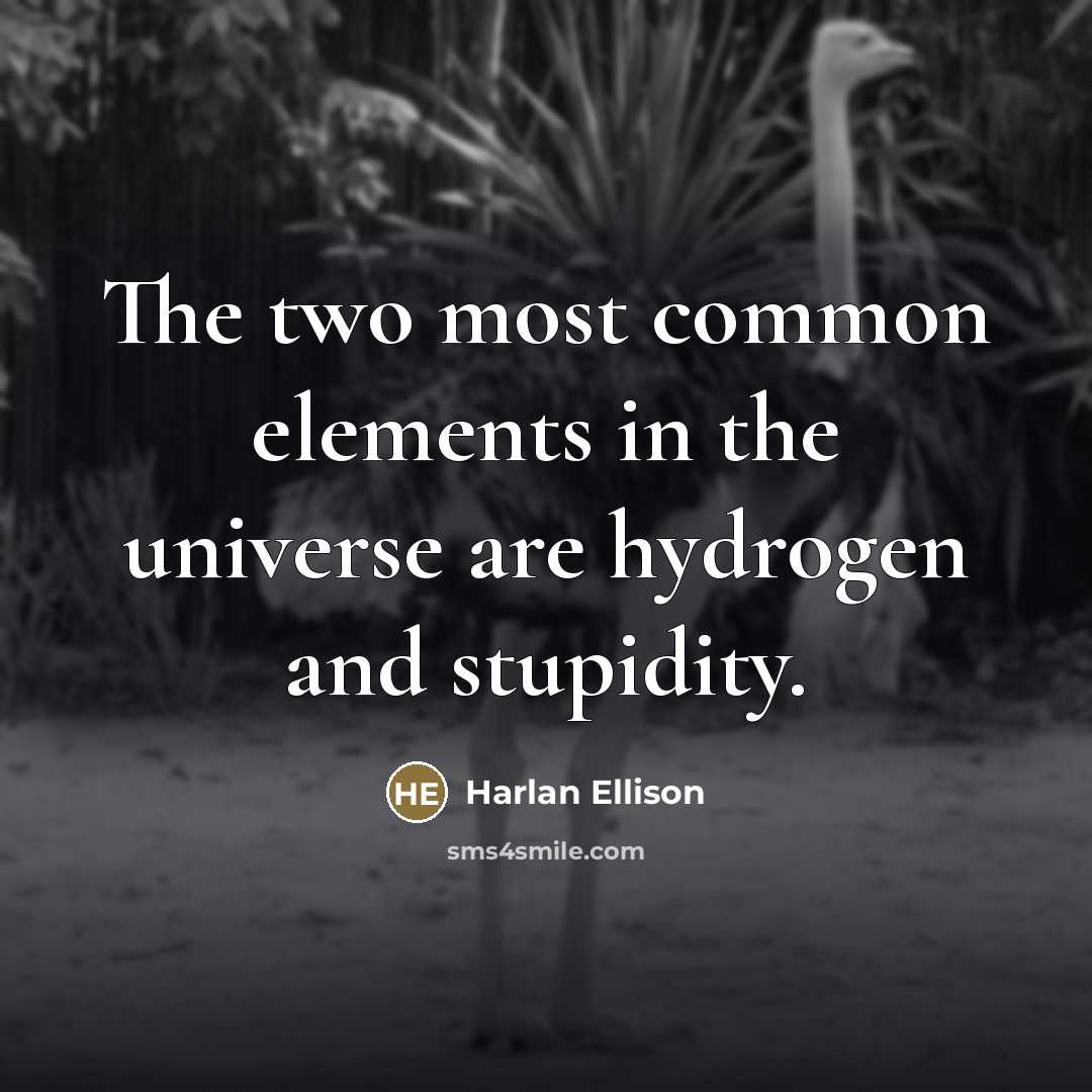 “The two most common elements in the universe are hydrogen…” quote by Harlan Ellison