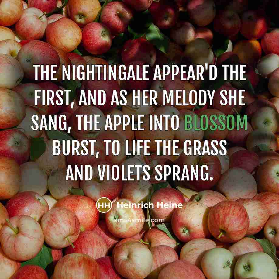 “The nightingale appear'd the first, And as her melody she…” quote by Heinrich Heine