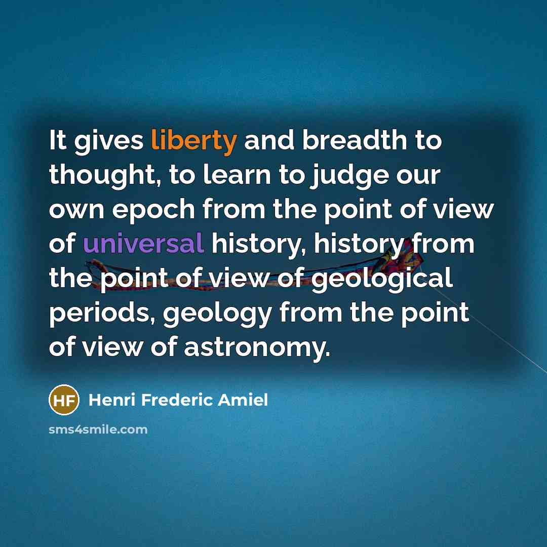 “It gives liberty and breadth to thought, to learn to…” quote by Henri Frederic Amiel