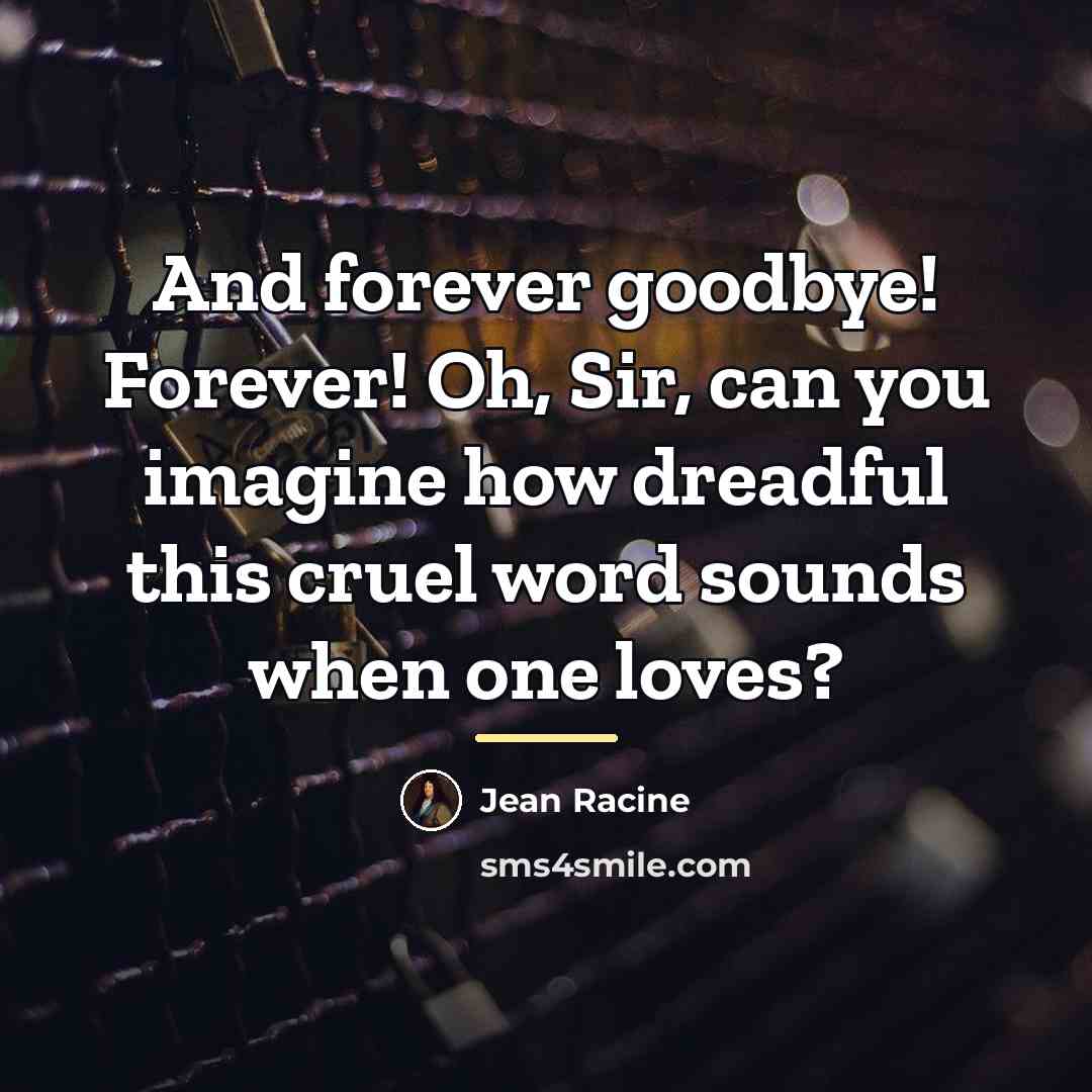 “And forever goodbye! Forever! Oh, Sir, can you imagine how…” quote by Jean Racine