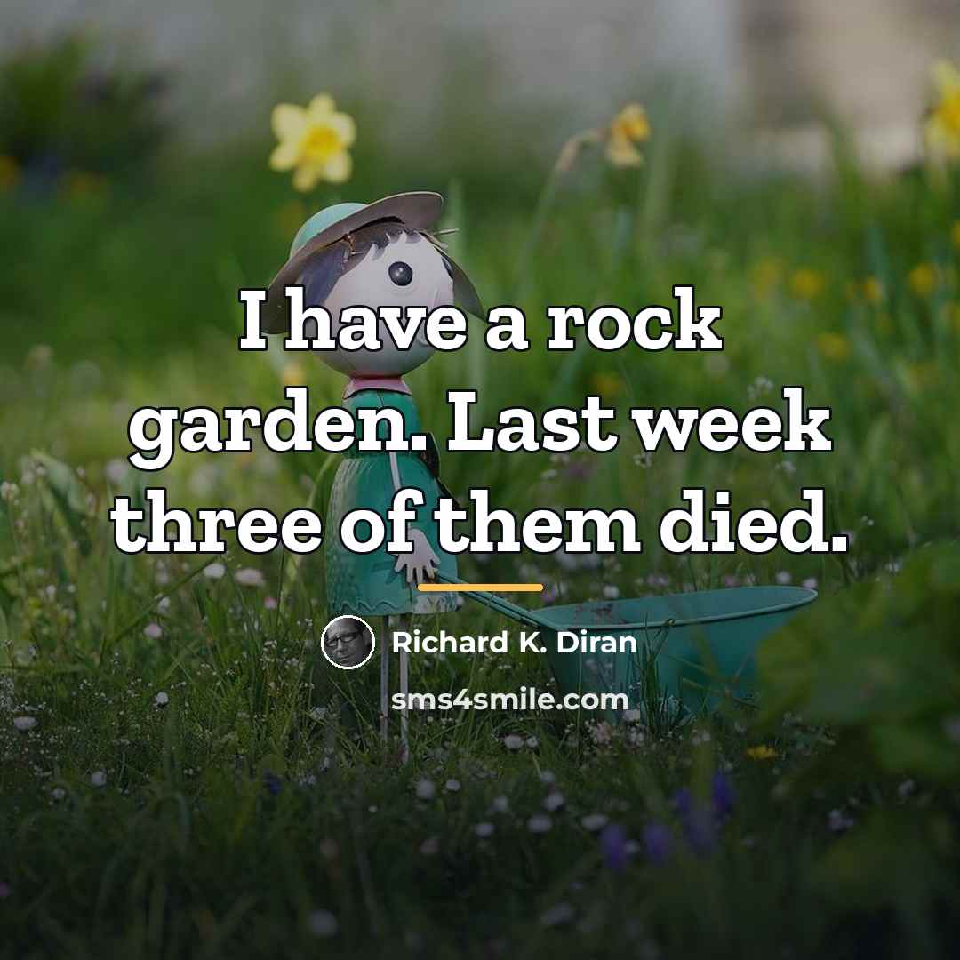 “I have a rock garden. Last week three of them…” quote by Richard K. Diran