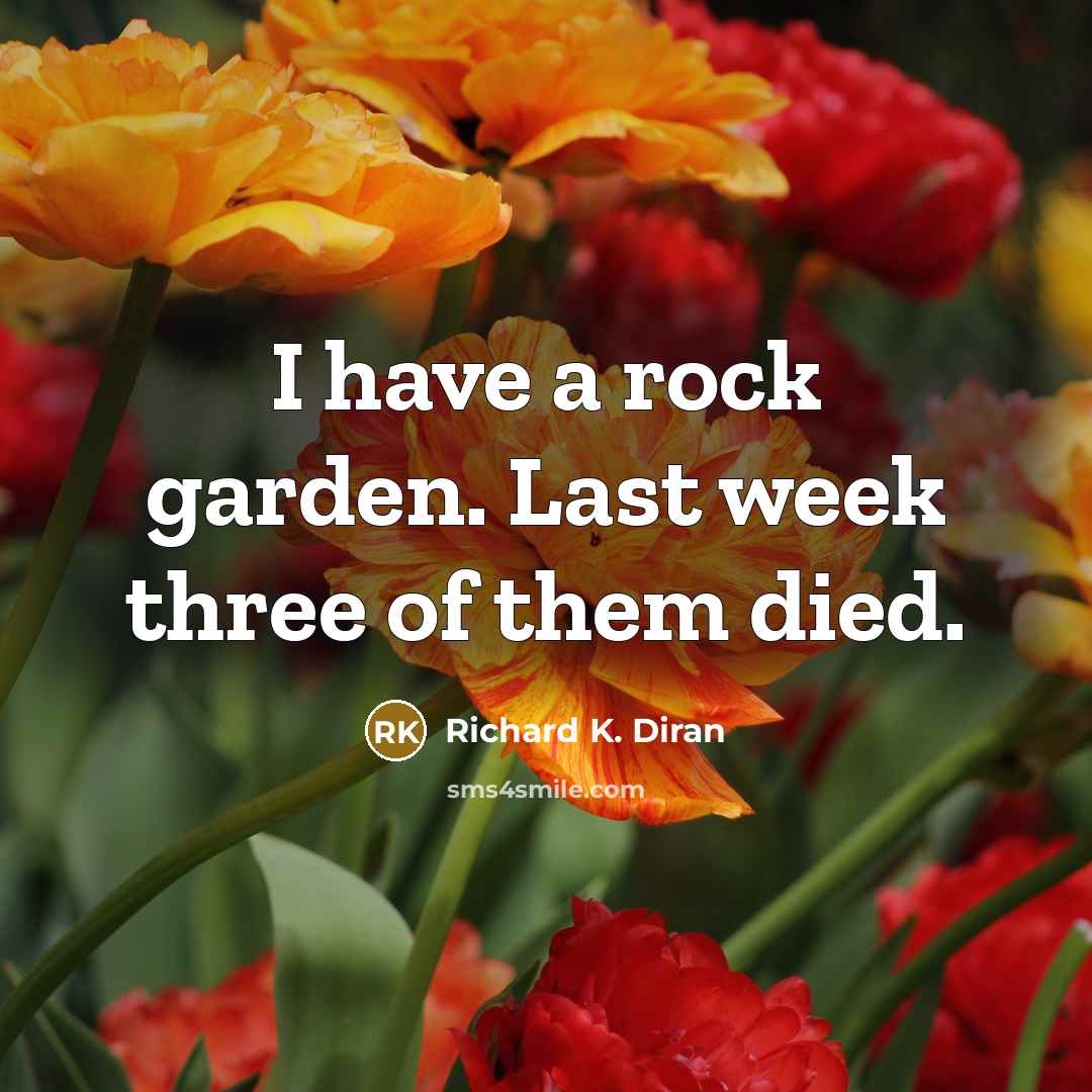 “I have a rock garden. Last week three of them died.” quote by Richard K. Diran