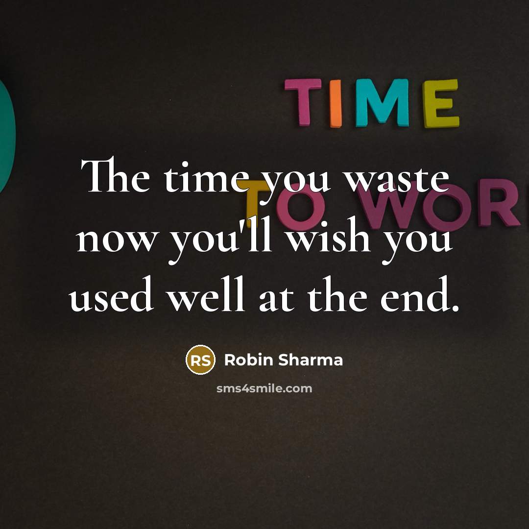 “The time you waste now you'll wish you used well…” quote by Robin Sharma