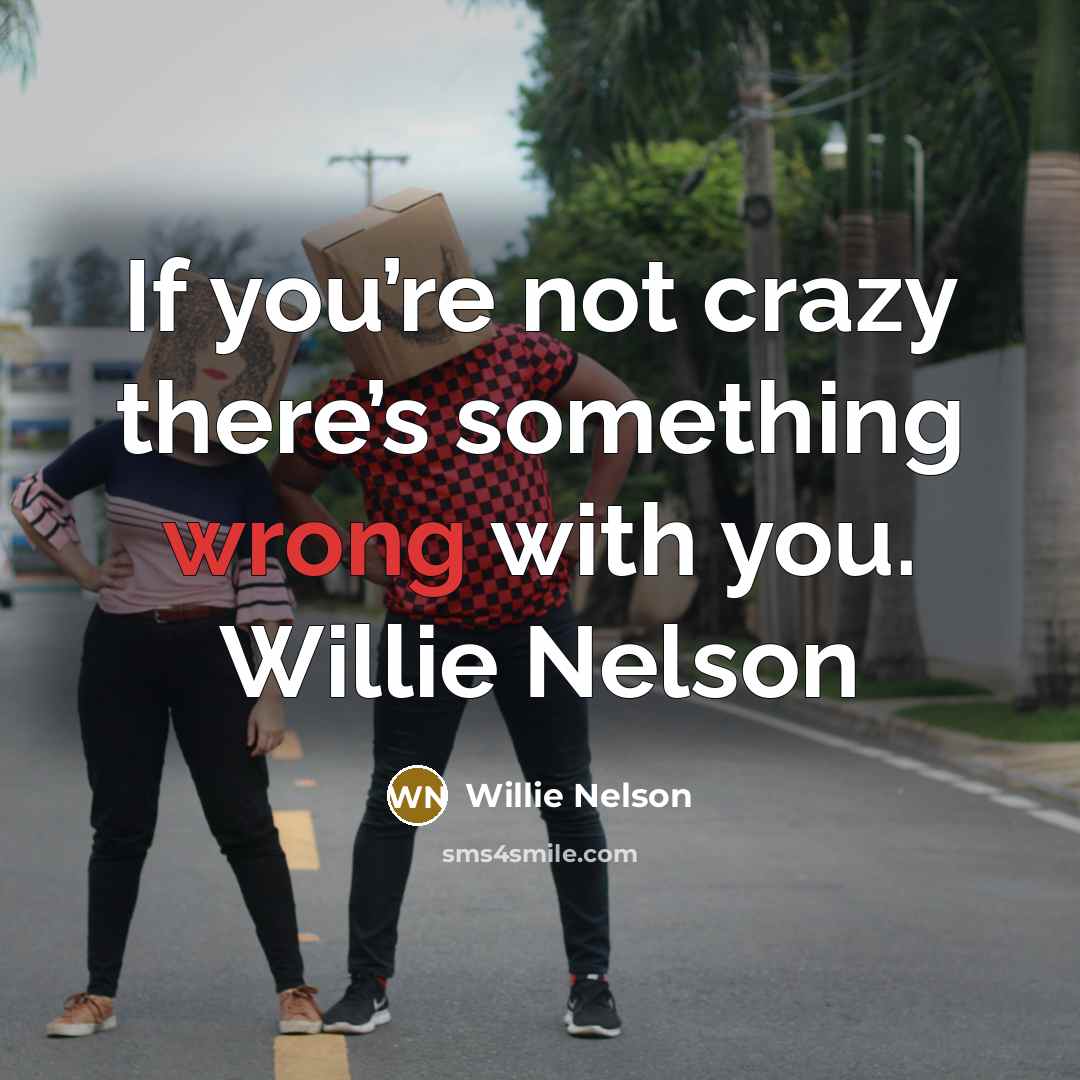 “If you’re not crazy there’s something wrong with you. Willie…” quote by Willie Nelson