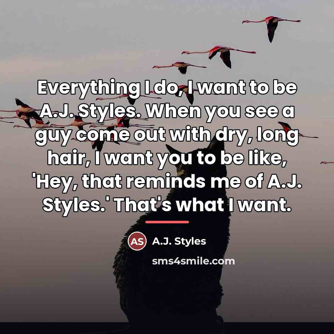 “Everything I do, I want to be A.J. Styles. When…” quote by A.J. Styles