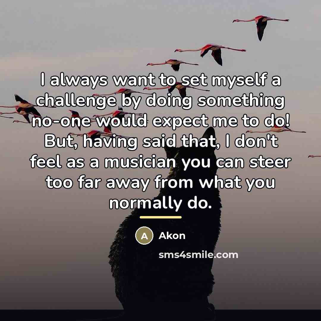 “I always want to set myself a challenge by doing…” quote by Akon