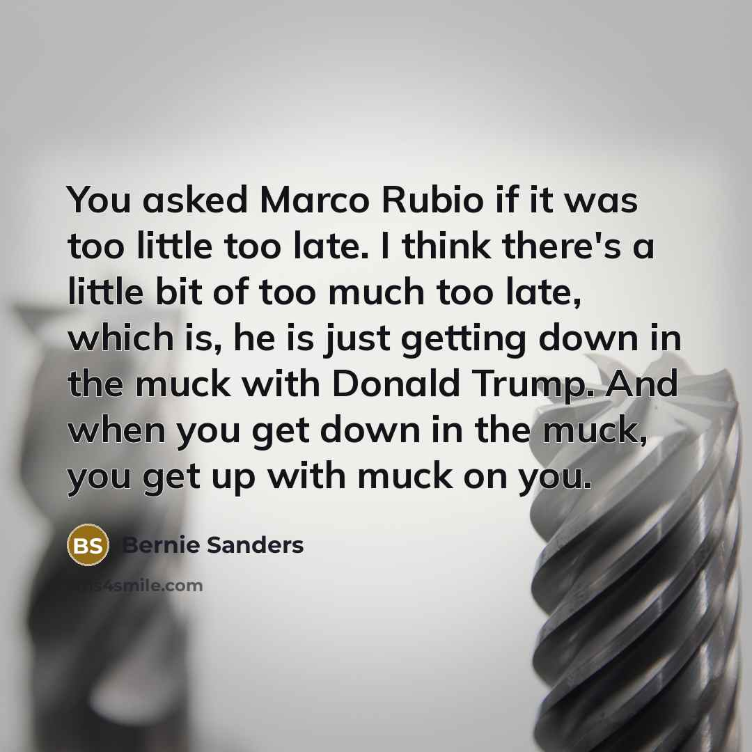 “You asked Marco Rubio if it was too little too…” quote by Bernie Sanders