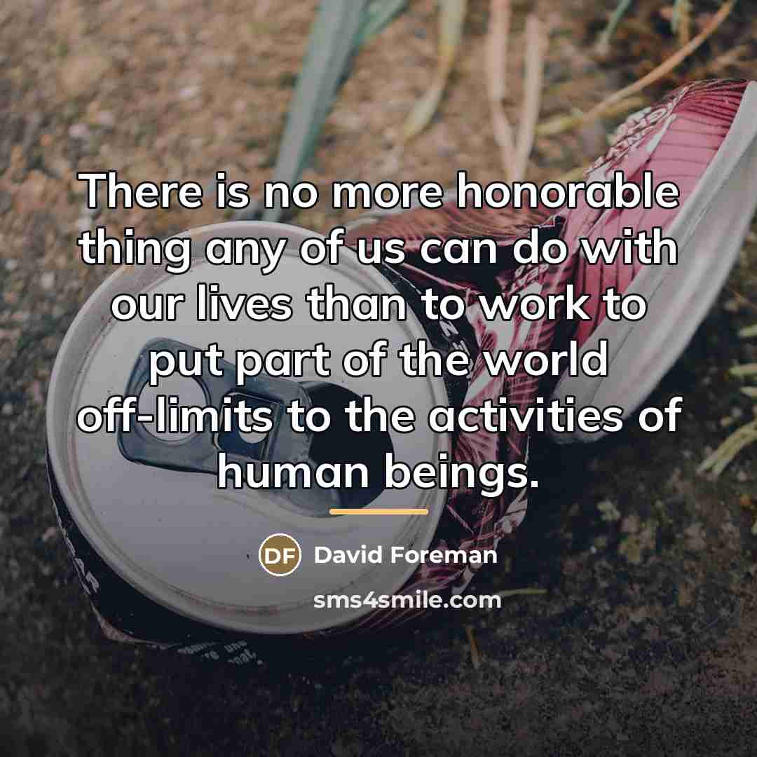 “There is no more honorable thing any of us can…” quote by David Foreman