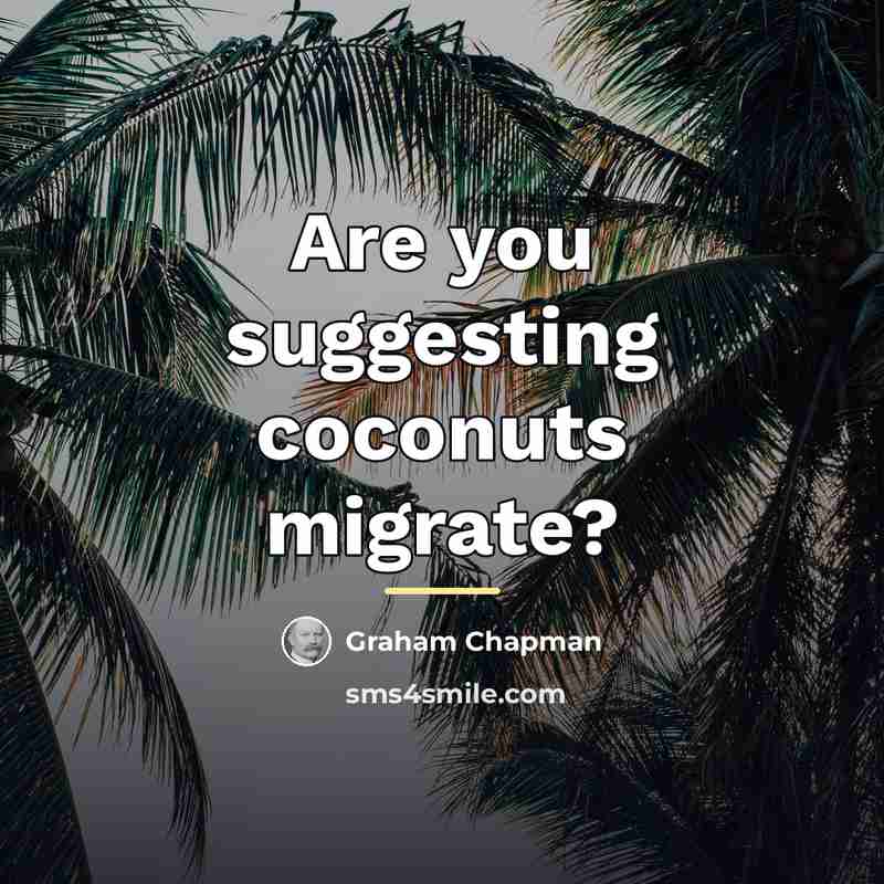 “Are you suggesting coconuts migrate?…” quote by Graham Chapman