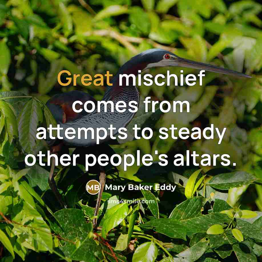 “Great mischief comes from attempts to steady other people's altars.…” quote by Mary Baker Eddy