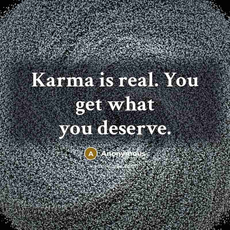 “Karma is real. You get what you deserve.” quote by Anonymous