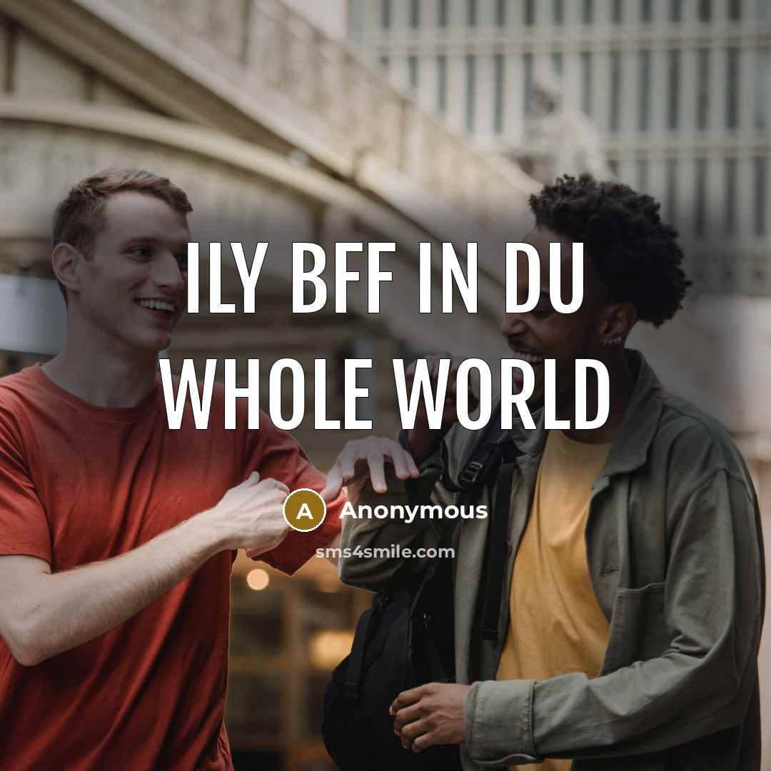 “Ily bff in du whole world” quote by Anonymous