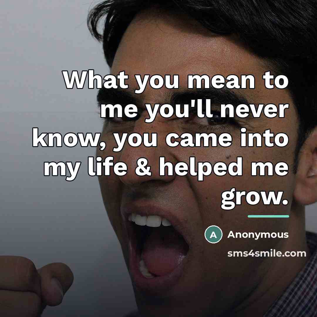 “What you mean to me you'll never know, you came…” quote by Anonymous