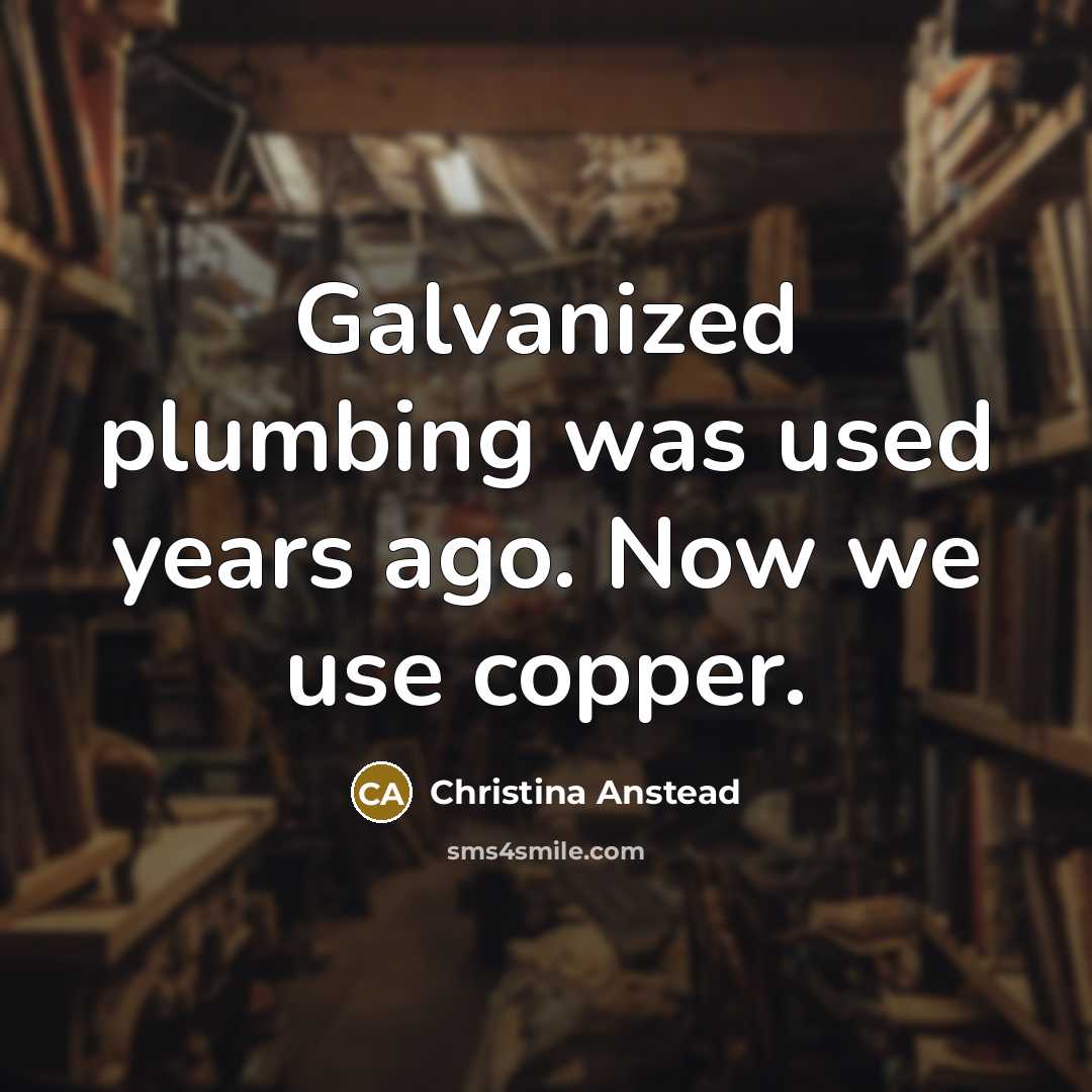 “Galvanized plumbing was used years ago. Now we use copper.…” quote by Christina Anstead
