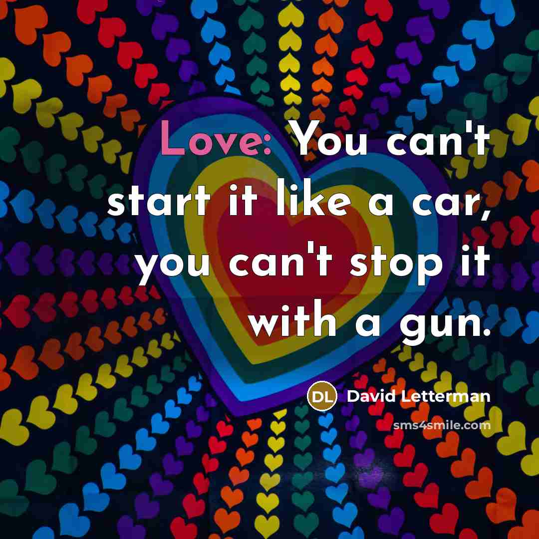 “Love: You can't start it like a car, you can't…” quote by David Letterman