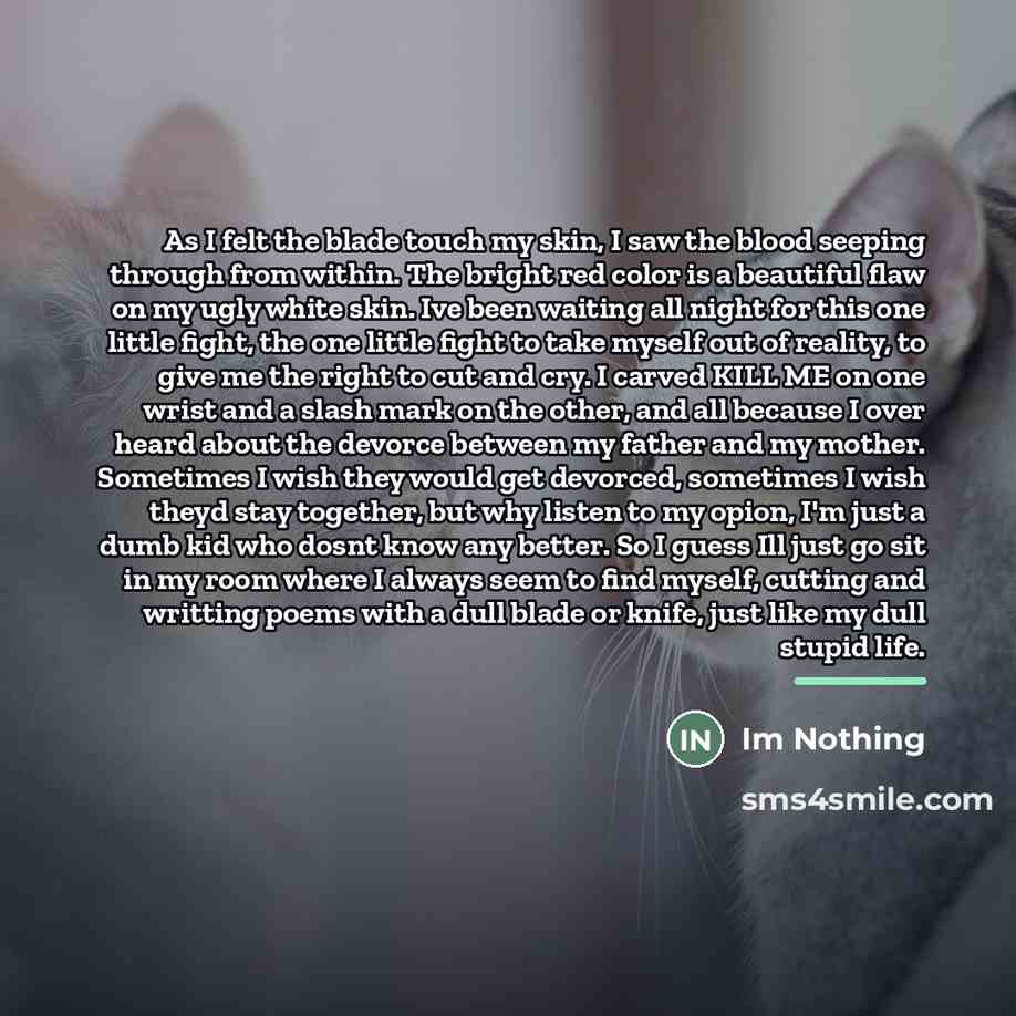 “As I felt the blade touch my skin, I saw…” quote by Im Nothing