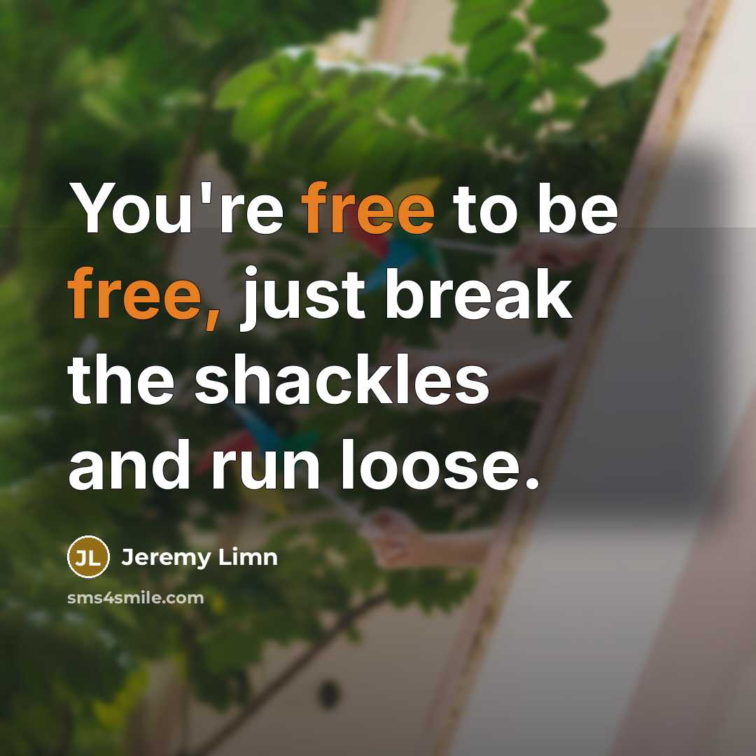 “You're free to be free, just break the shackles and…” quote by Jeremy Limn